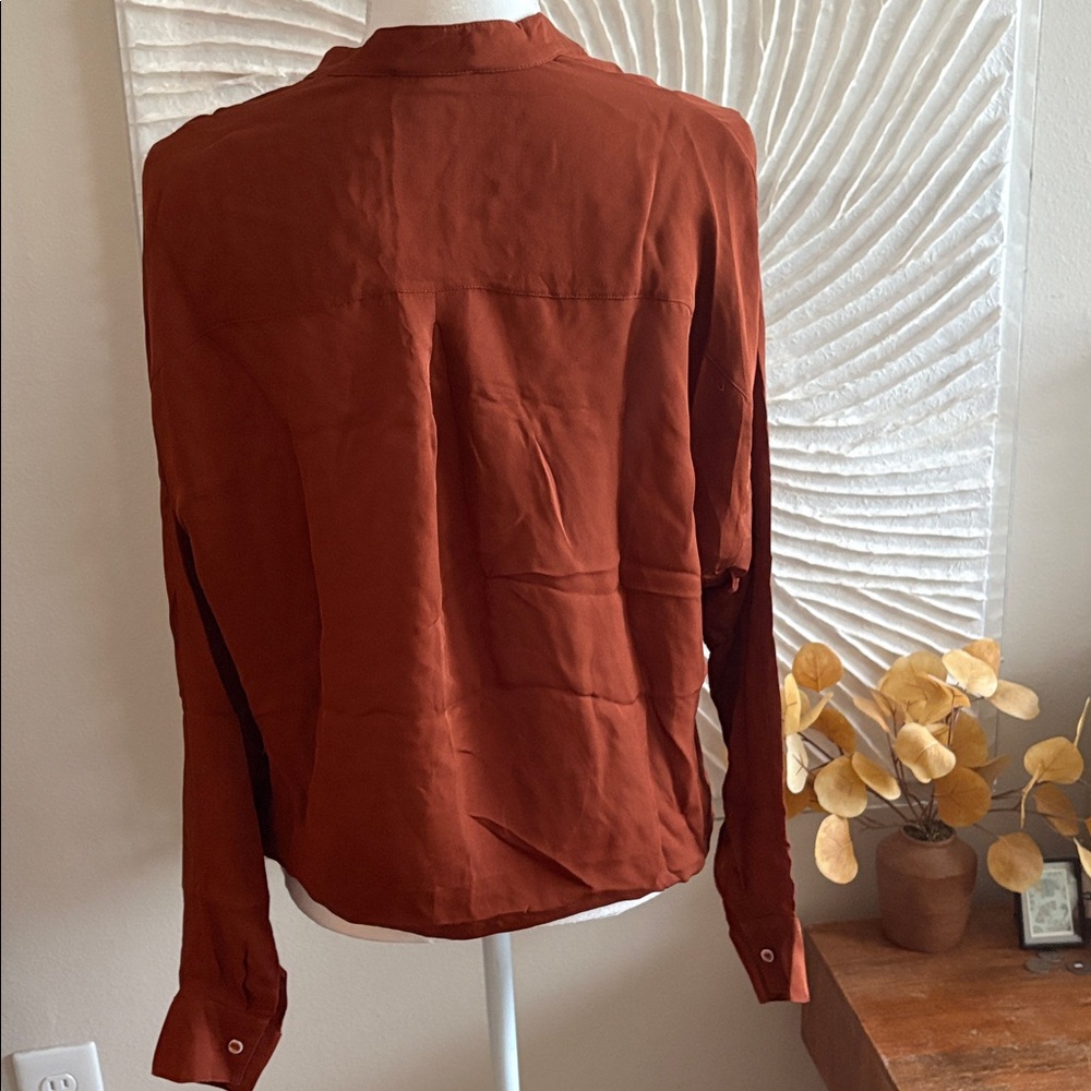 Vince 100% Silk Long-Sleeve V-Neck Blouse - Picture 7 of 8